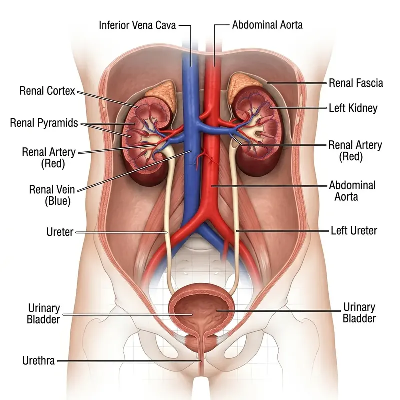 3D Human Excretory System Anatomy Layout