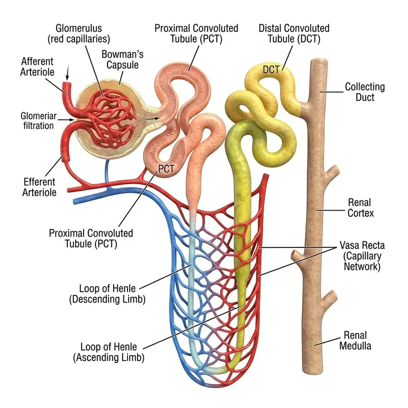 3D Nephron Filtration Unit Model