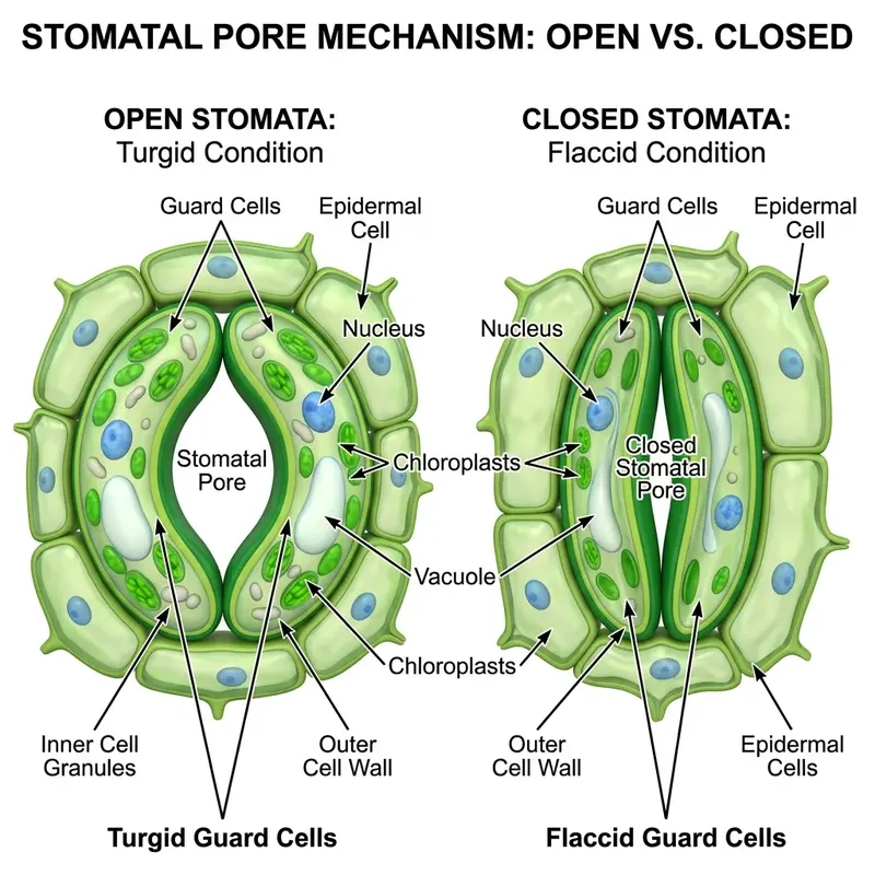 3D Stomata Open and Closed Mechanism