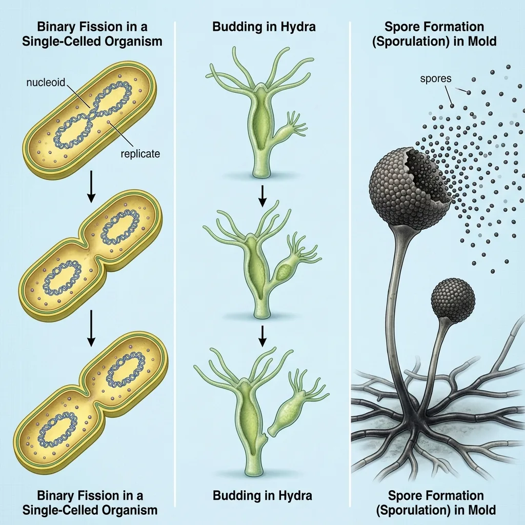 3D Asexual Reproduction modes diagrams