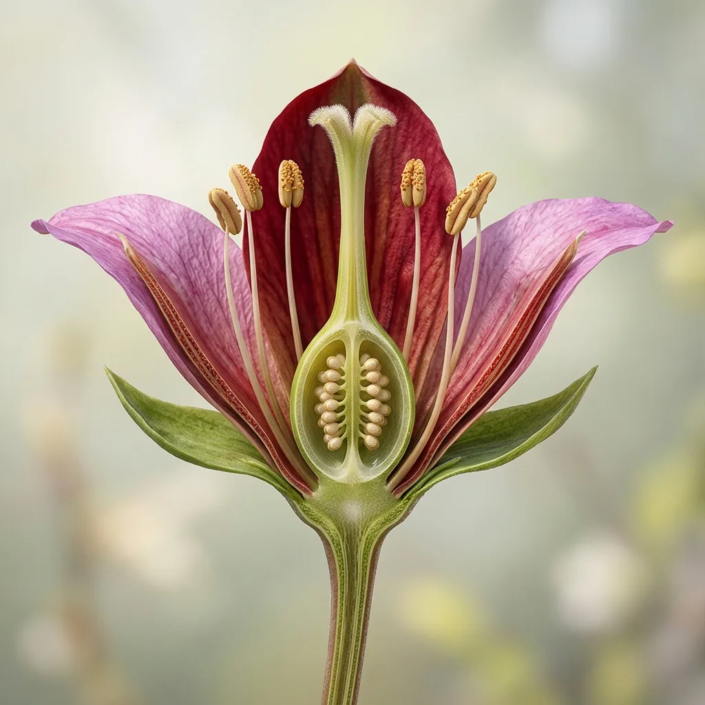 3D Flower Anatomy Section Diagram