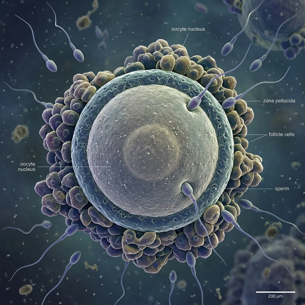 3D Human Gametes Fertilization Microscope Render