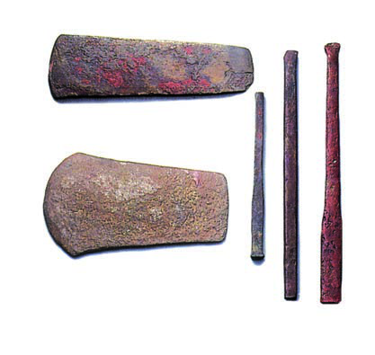 Harappan copper tools — axe heads and blades