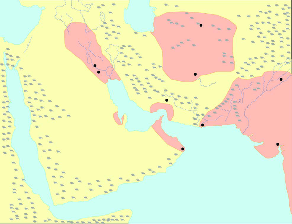 Map showing the Harappan Civilisation and West Asia, with Dilmun, Magan and Meluhha