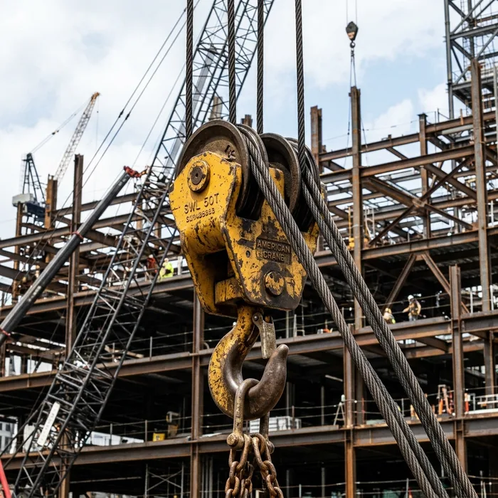 Heavy crane pulley block and tackle