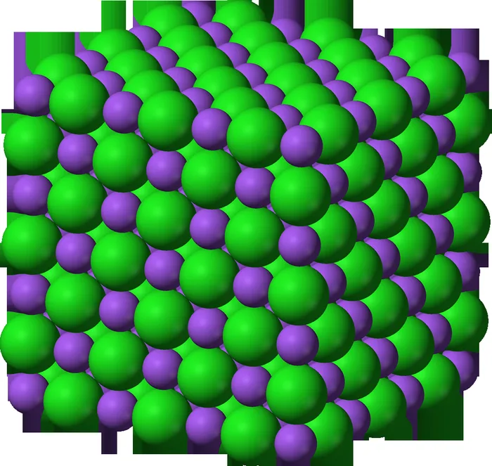Sodium chloride crystals